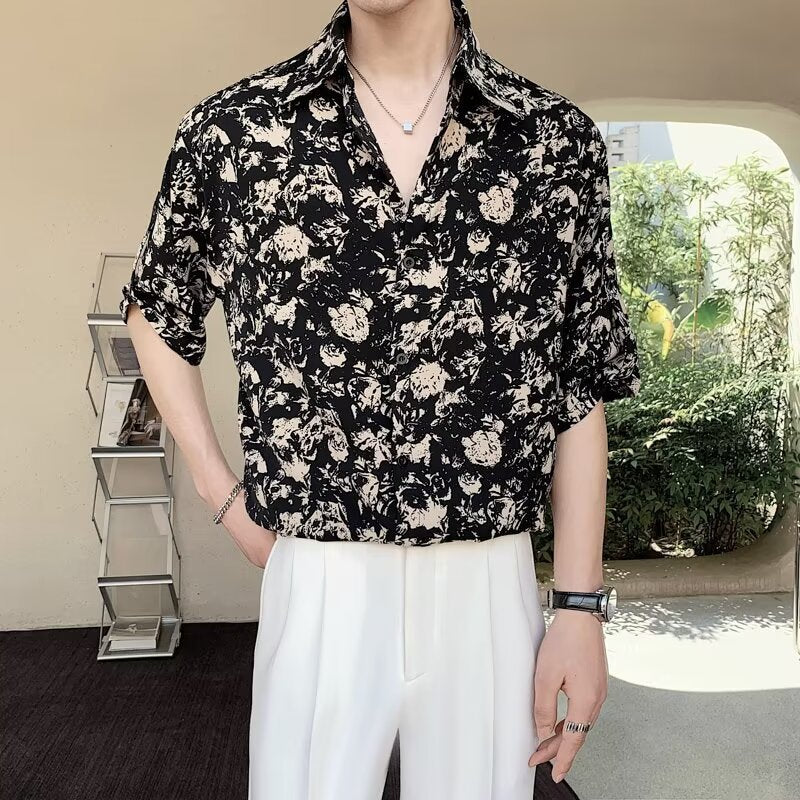 New Shirt Loose Outer Wear Heather Top Versatile Casual Men’s Short Sleeve