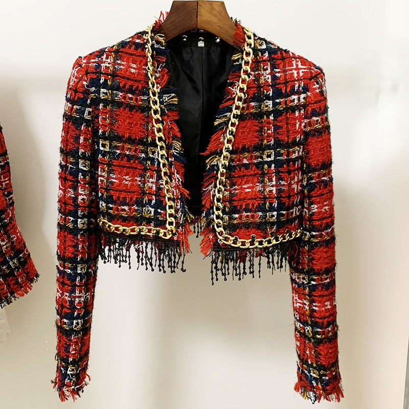 Florentine Red Wind Suit Wool Nckline Tie Coat - Red / Coat / L