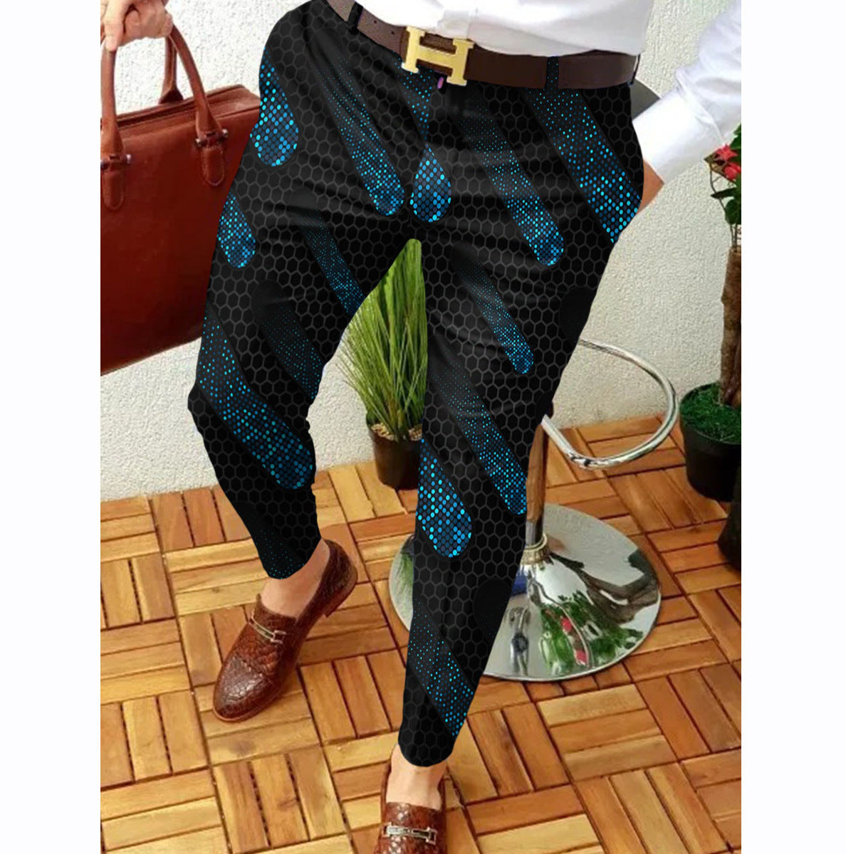 Casual Abstract Contrast Micro-stretch Trousers - FLYXK22 / S