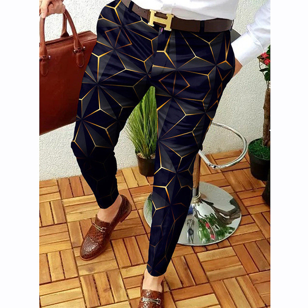 Casual Abstract Contrast Micro-stretch Trousers - FLYXK27 / S