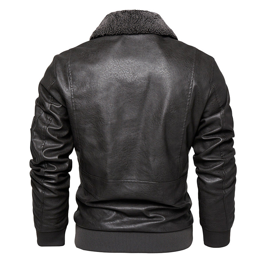 Foreign Trade New Men’s Casual Fashion Leather Slim Fit Leather Jacket Coat