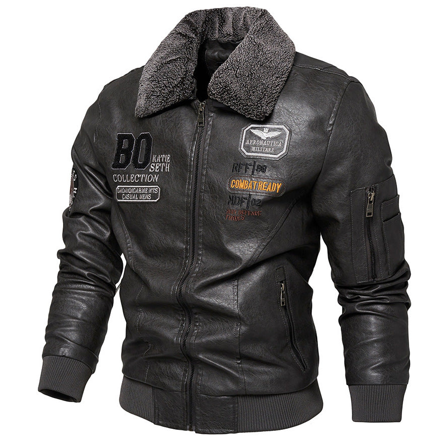 Foreign Trade New Men’s Casual Fashion Leather Slim Fit Leather Jacket Coat