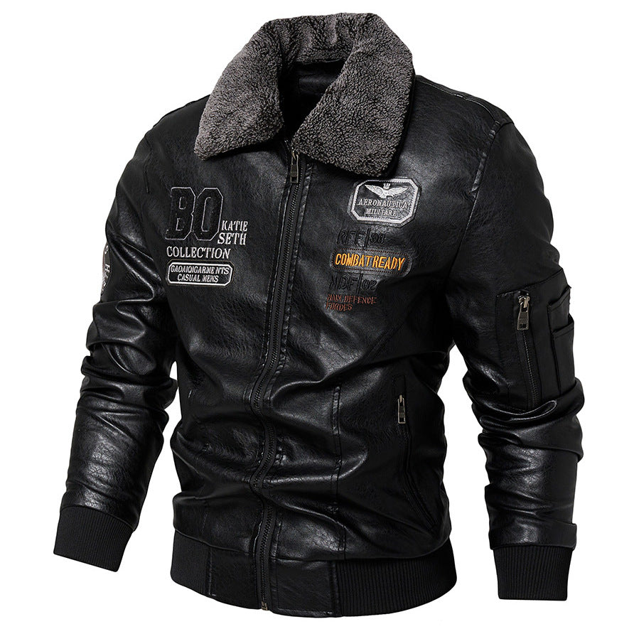 Foreign Trade New Men’s Casual Fashion Leather Slim Fit Leather Jacket Coat