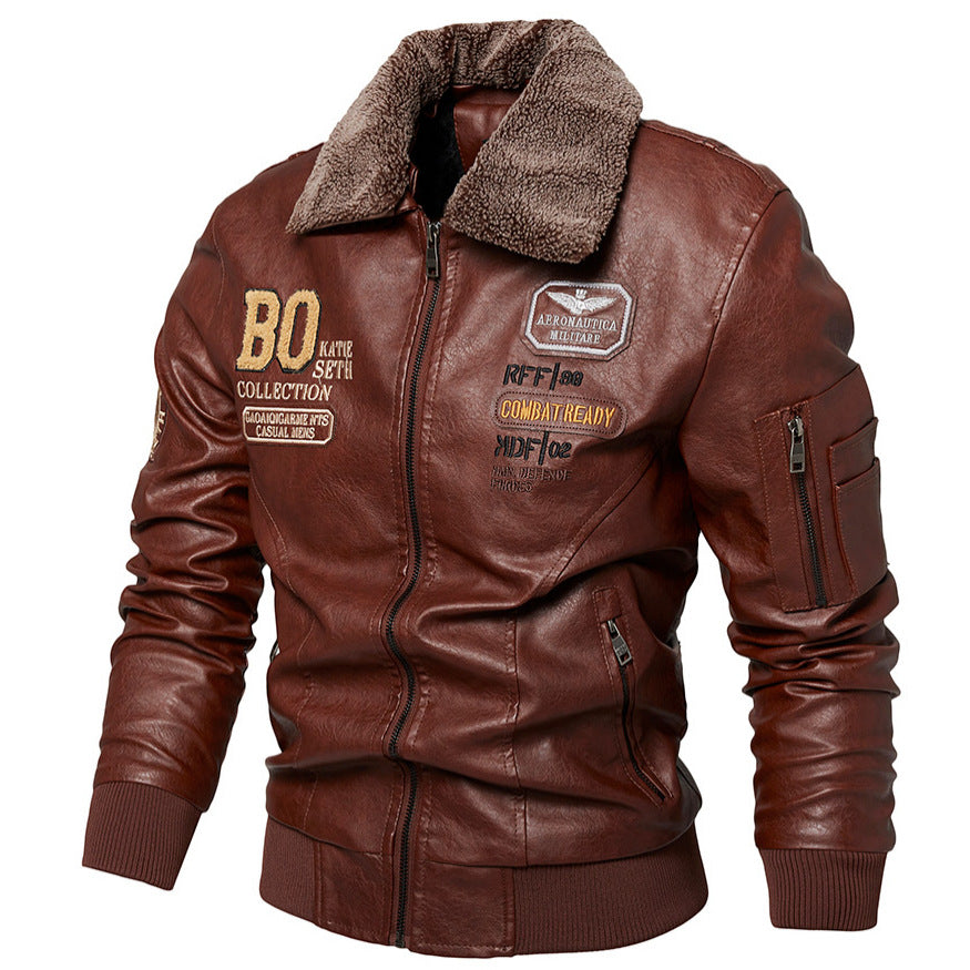Foreign Trade New Men’s Casual Fashion Leather Slim Fit Leather Jacket Coat