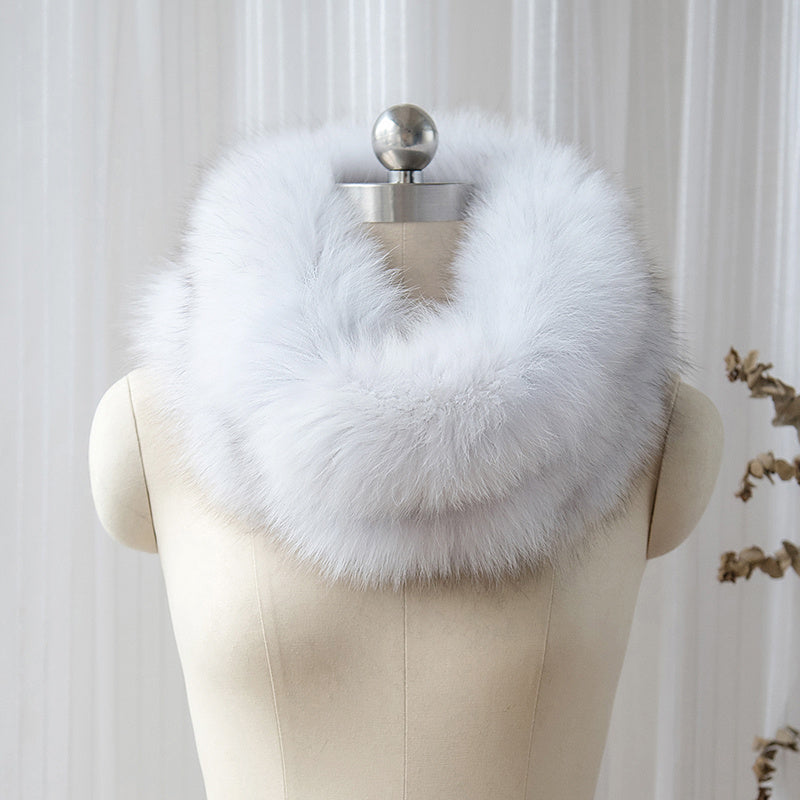 Fox Fur Big Collar Silver Fox Hit Color Fashion Color Matching Collar - Blue fox