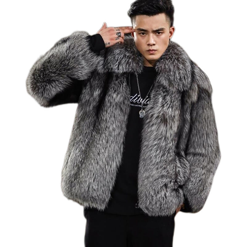 Fox Fur Faux Fur Warm Casual Jacket - Silver / S