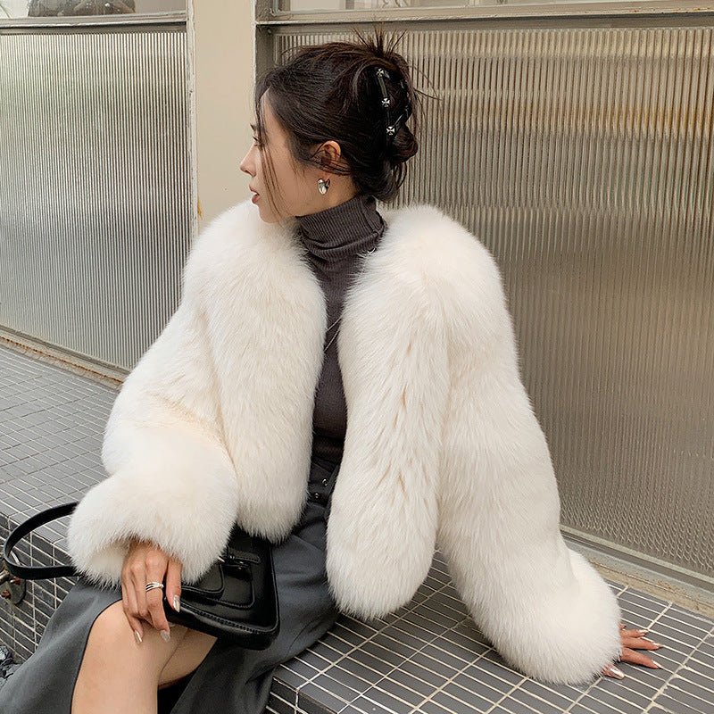 Fox Fur Whole Leather New Young Fur Coat Women’s Short High Waist