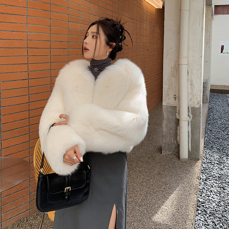 Fox Fur Whole Leather New Young Fur Coat Women’s Short High Waist