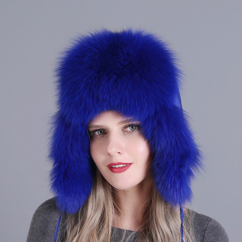 Fox Fur Women’s Hat - Blue