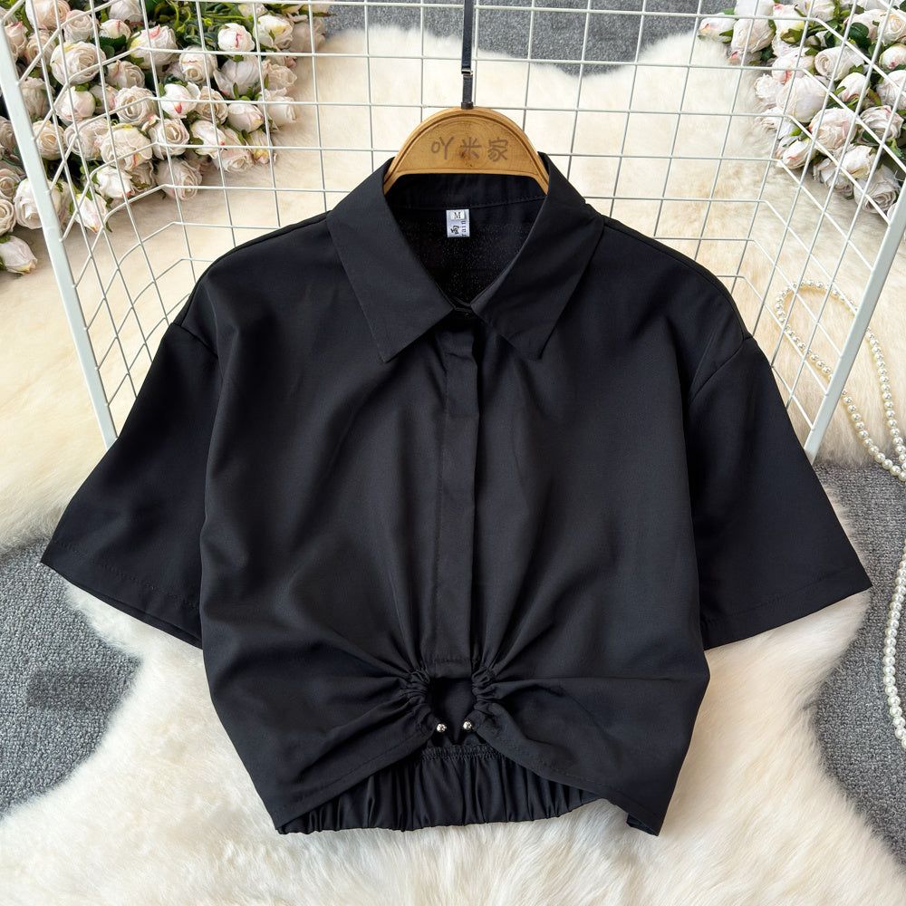 Summer French Minority Design Blouse Shirt For Women - Black / S