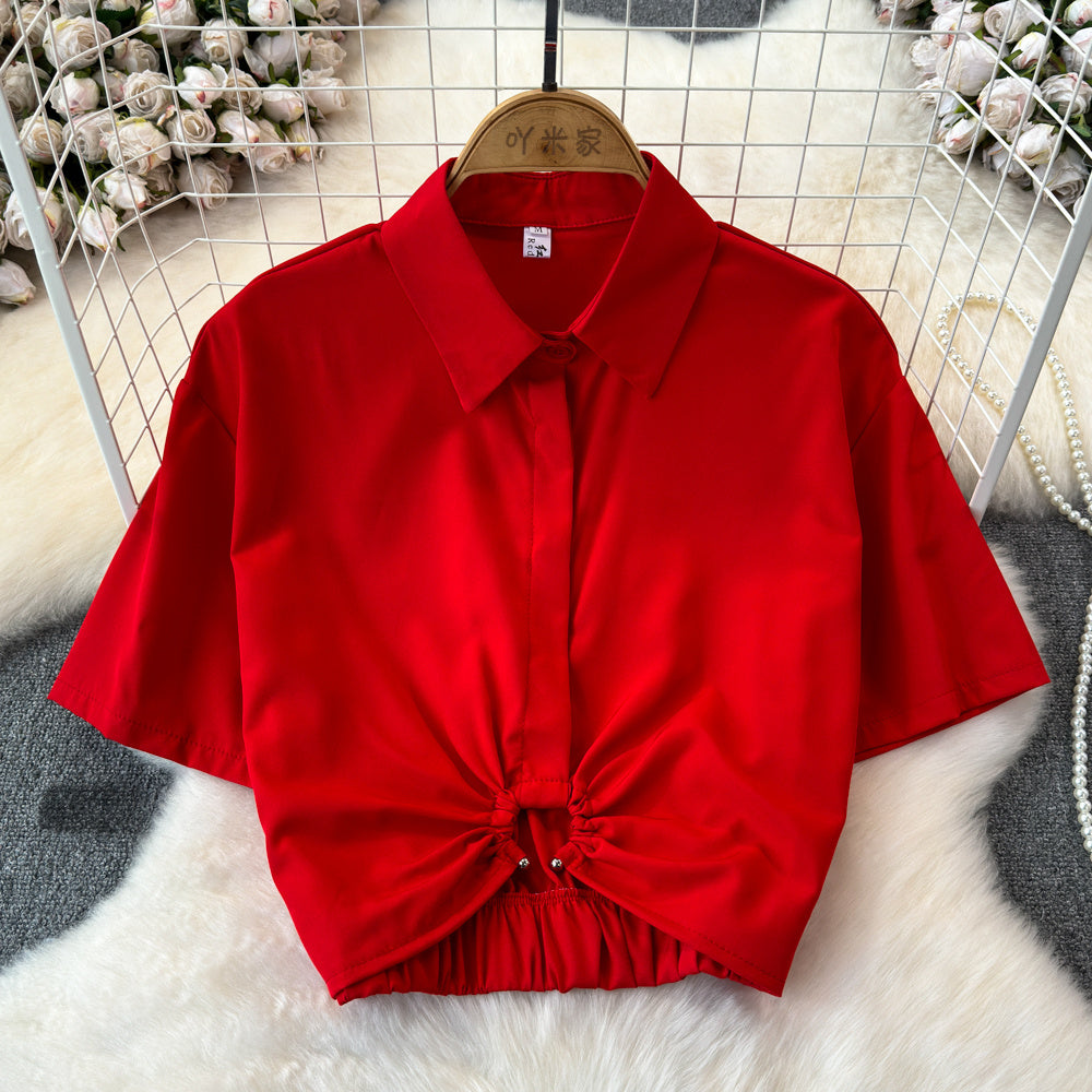 Summer French Minority Design Blouse Shirt For Women - Red / S
