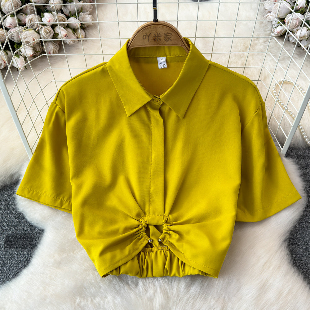 Summer French Minority Design Blouse Shirt For Women - Yellow / S