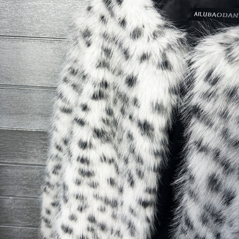 Fur Black And White Spots Women’s Short Coat