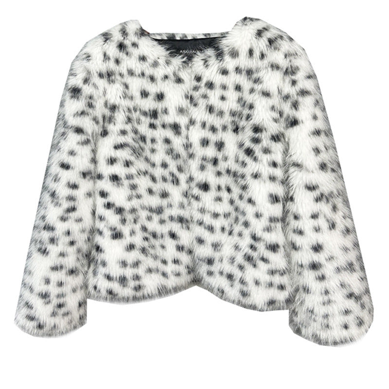 Fur Black And White Spots Women’s Short Coat - Black And White Dots / S
