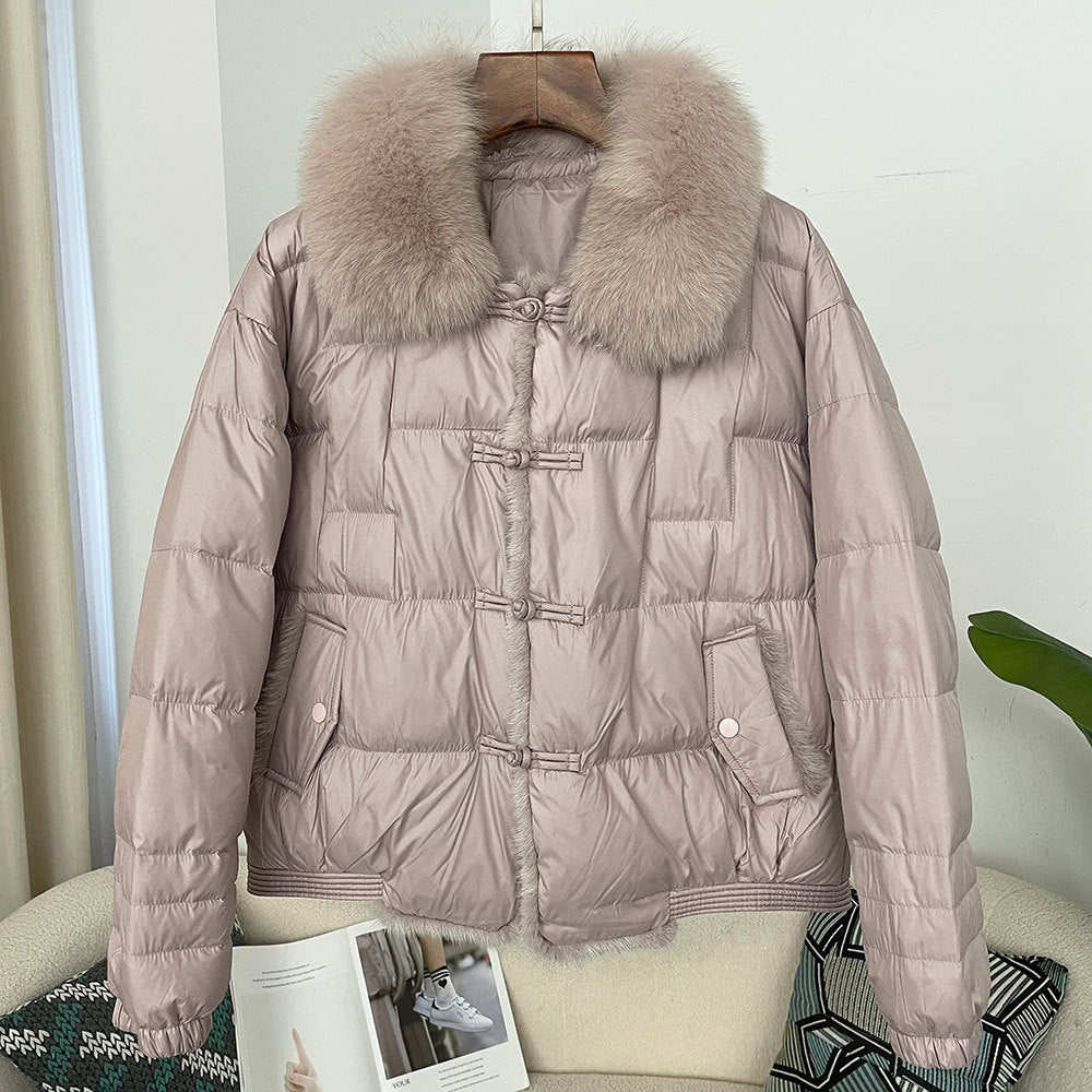 Down Jacket Short Loose Fashion Retro Patchwork Coat - Picture Color / M