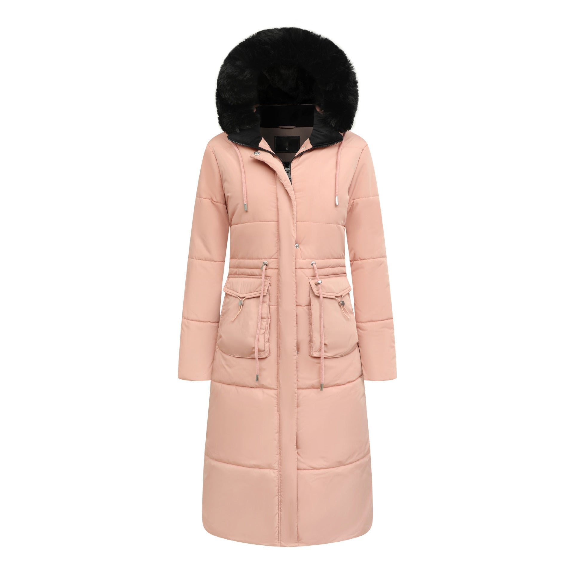 Women’s Cotton Jacket Drawstring Cinched Hoodie Fleece-lined Warm - Pink / S
