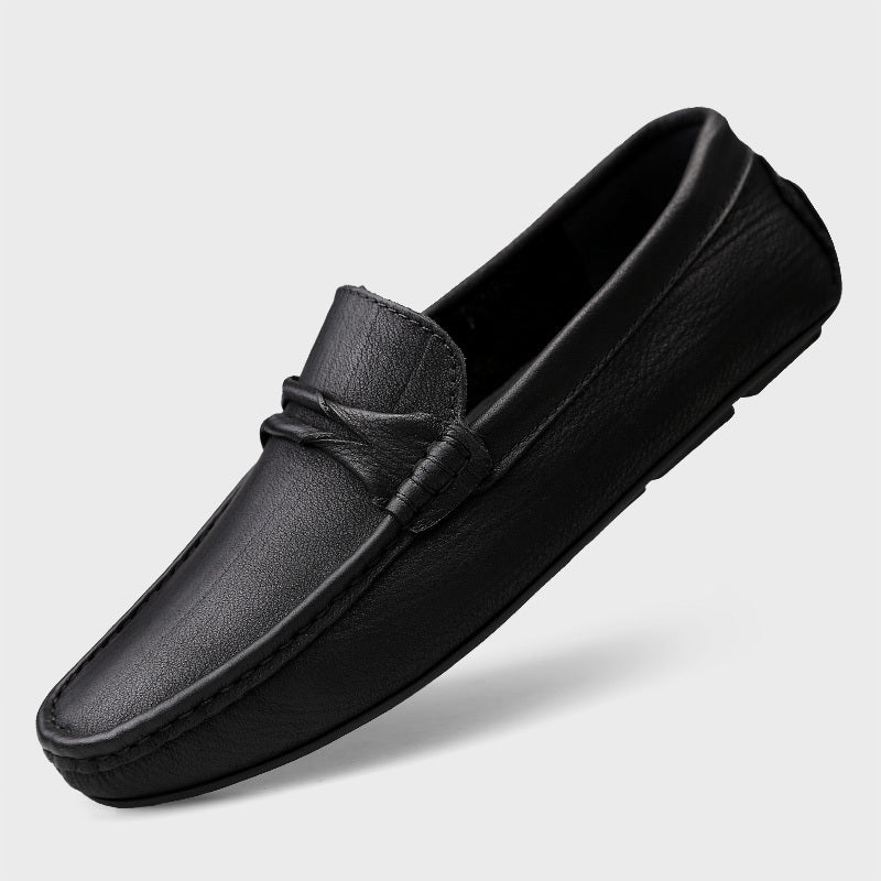 Genuine Leather Slip-on Lofter Peas Casual Shoes Men - Black / 37
