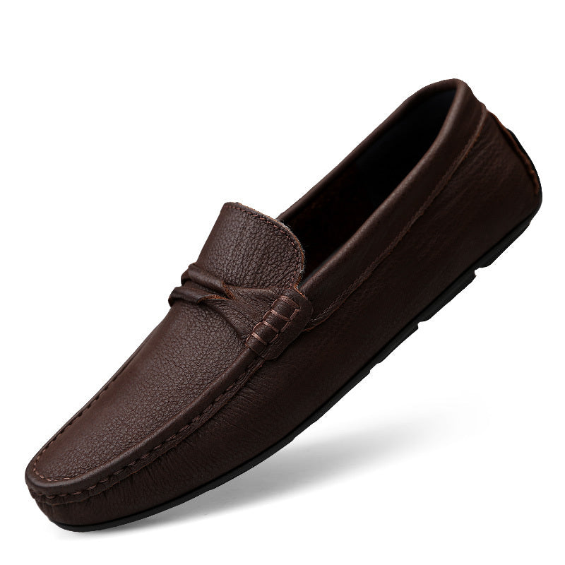 Genuine Leather Slip-on Lofter Peas Casual Shoes Men - Brown / 37