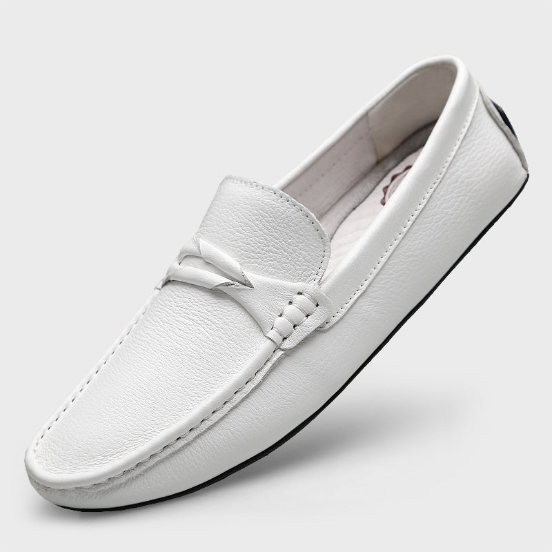 Genuine Leather Slip-on Lofter Peas Casual Shoes Men - White / 37