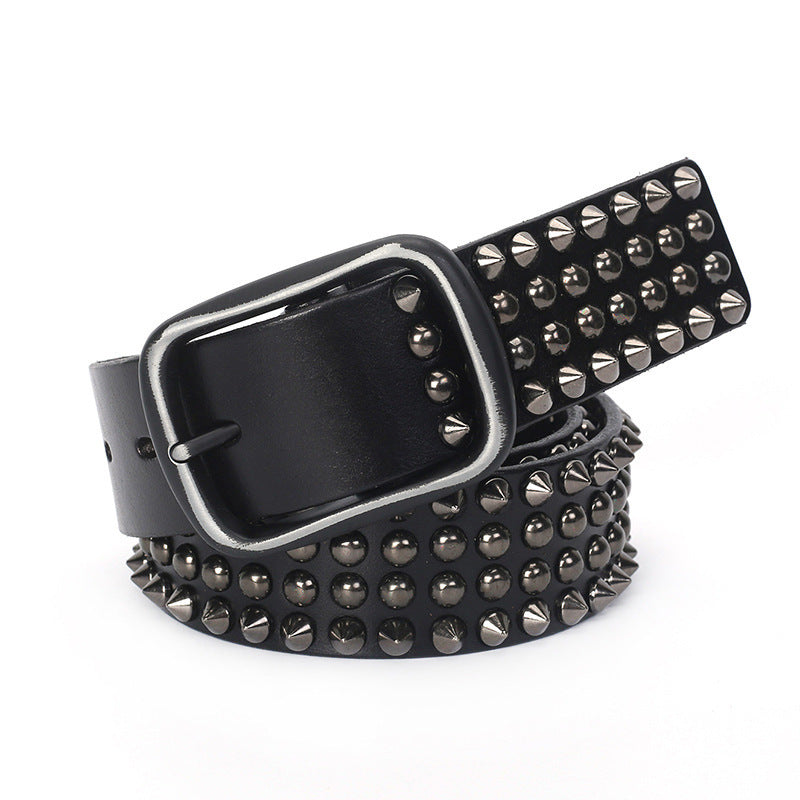 First Layer Cowhide Belt Retro Waist Orange Belt - Black / 115cm