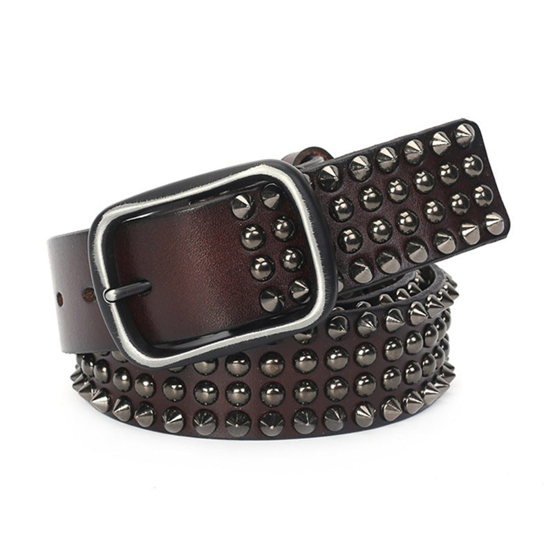 First Layer Cowhide Belt Retro Waist Orange Belt - Brown / 120cm