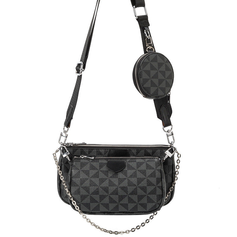 Geometric Leather Messenger Bag Luxury Clothing - Black