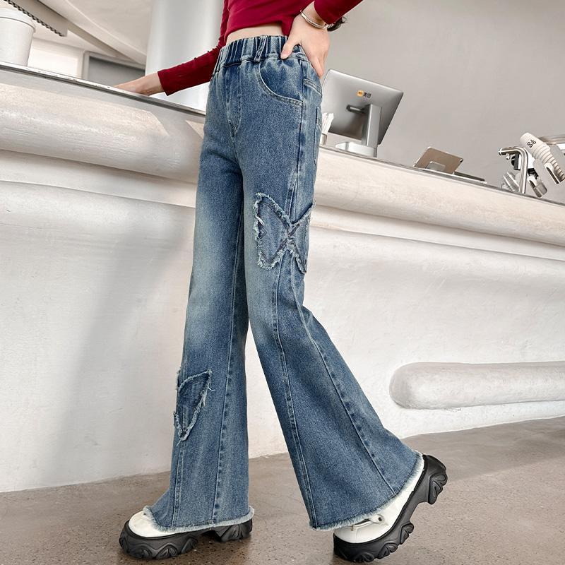 Girls’ Casual Stretch All-match Denim Trousers