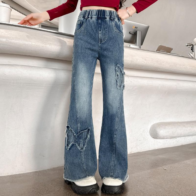 Girls’ Casual Stretch All-match Denim Trousers