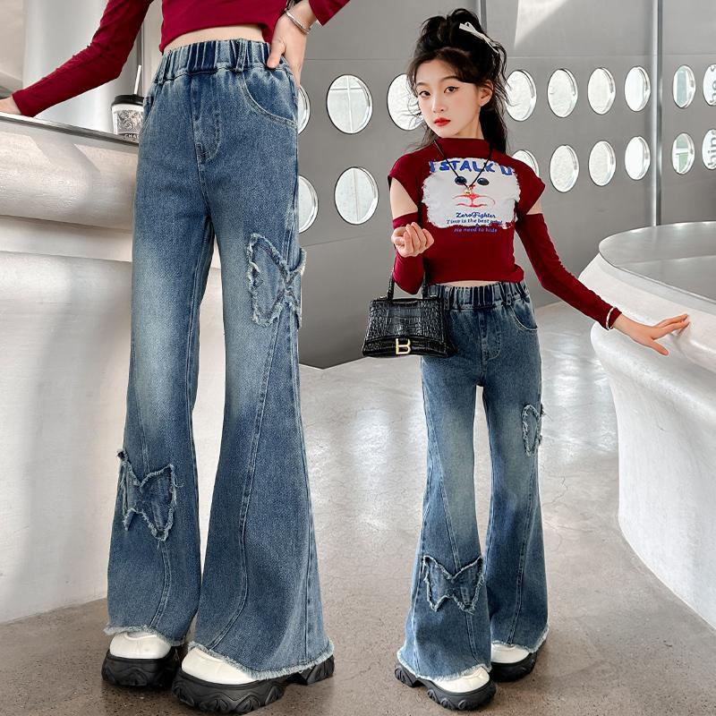 Girls’ Casual Stretch All-match Denim Trousers