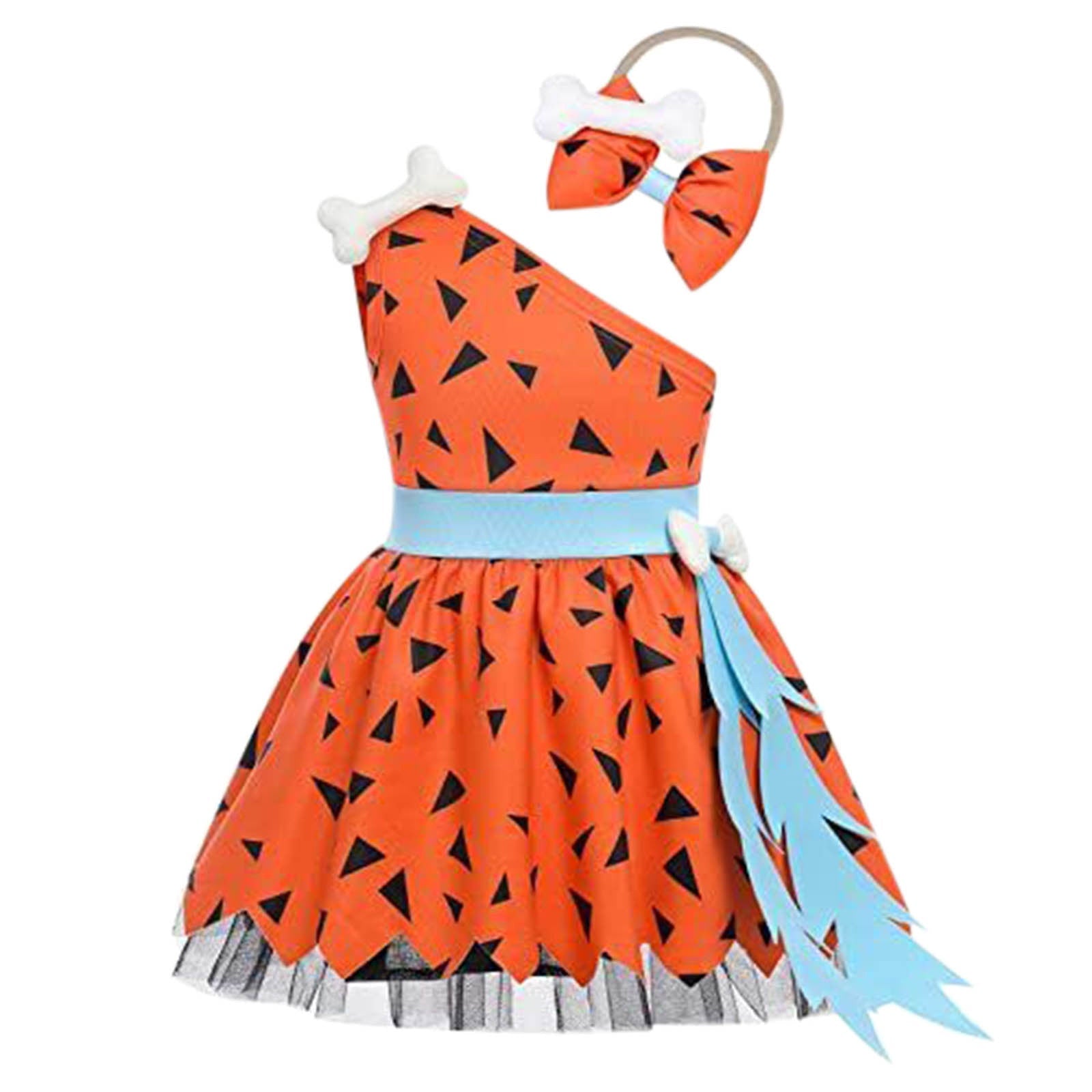 Girls Fashion Simple Halloween Mesh Costume Suit - Orange / 70cm