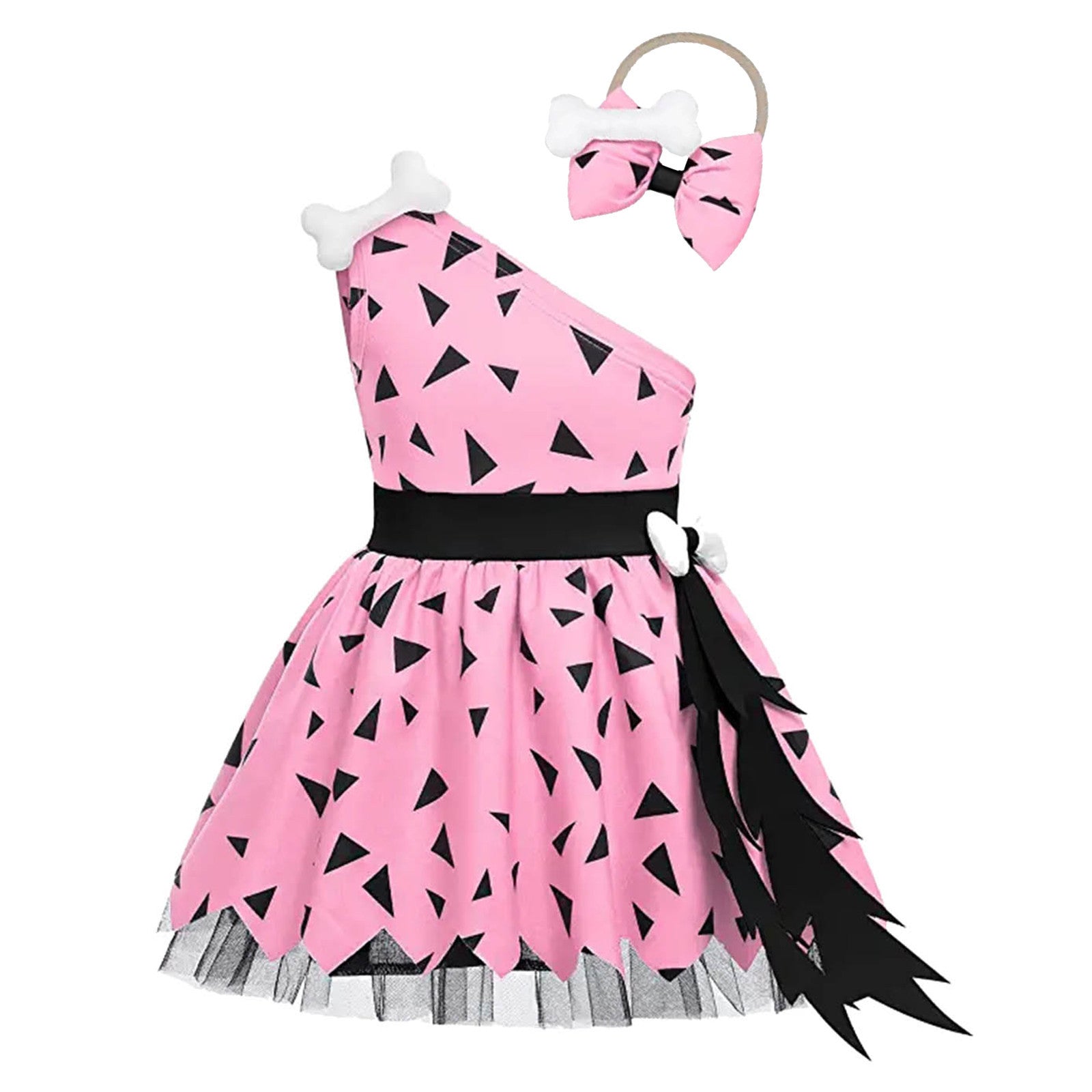 Girls Fashion Simple Halloween Mesh Costume Suit - Pink / 70cm