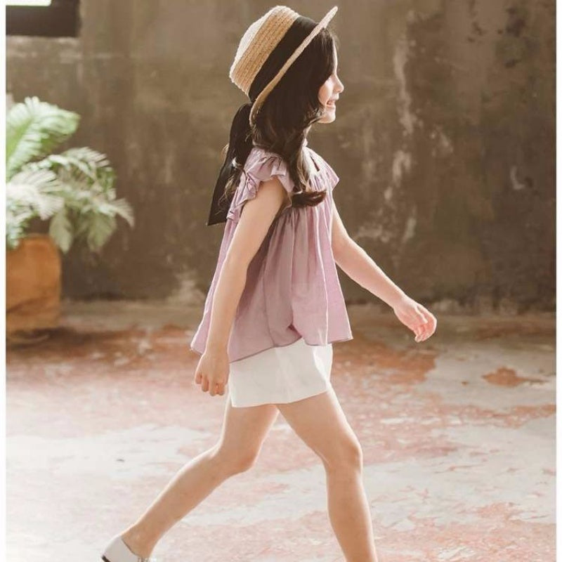Girls Summer New Style Little Girl Fashionable Suit Children Western Style Short-Sleeved Children’s Clothing Big Girl