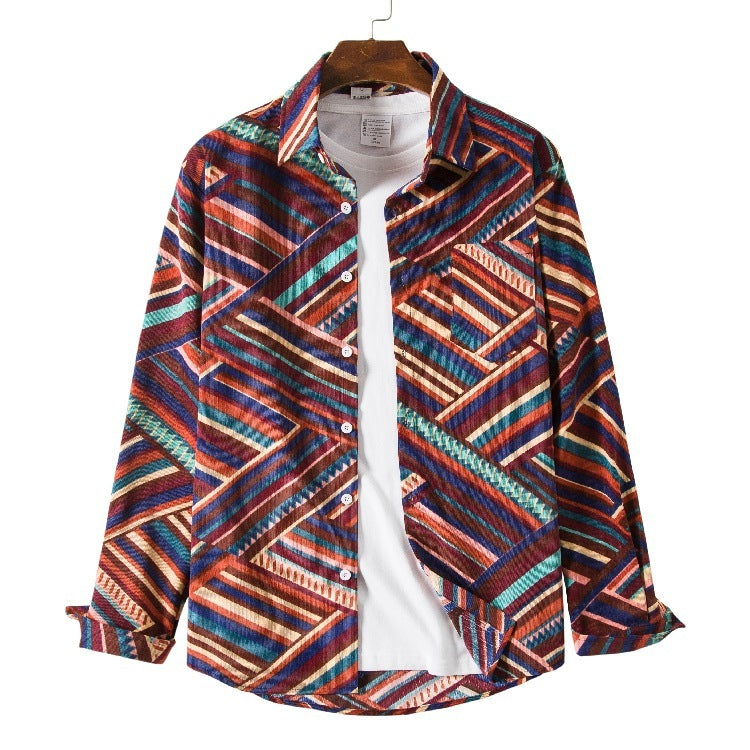 Fashion Ethnic Style Loose Plus Size Casual Shirt - 2XL / R3Red