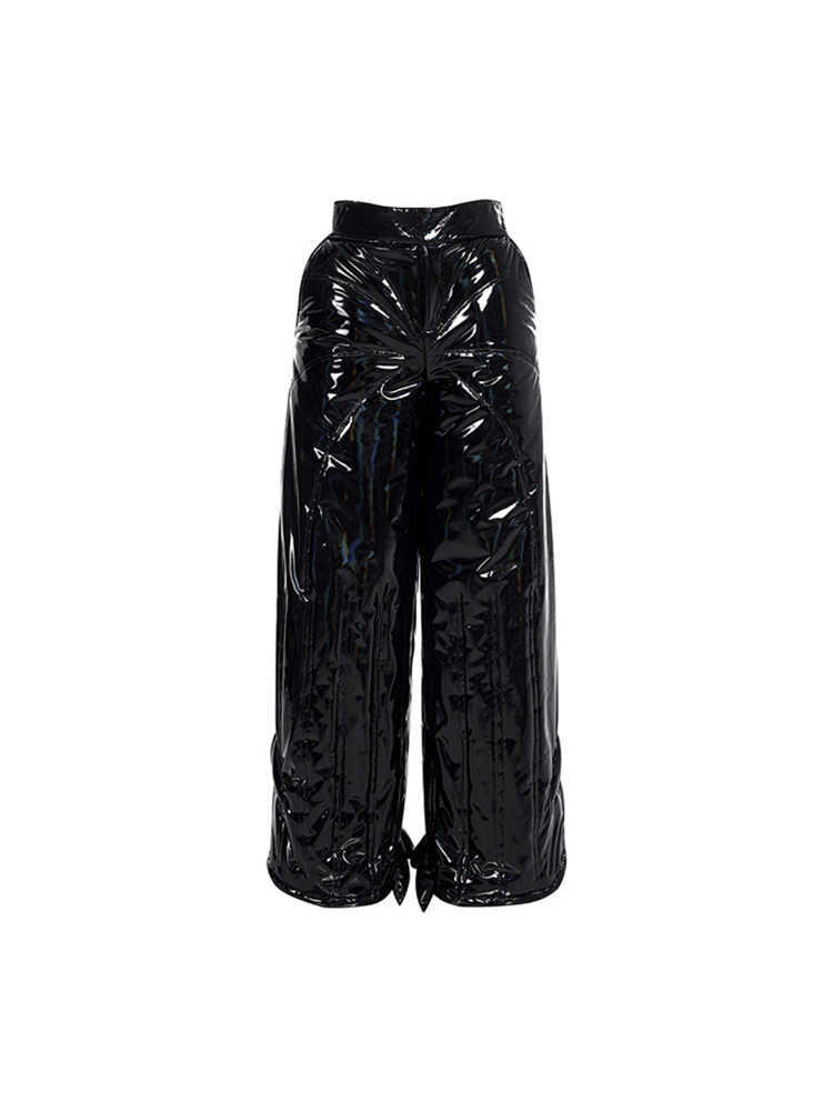 Glossy Profile Down Cotton Casual Pants Men’s Winter Cotton-padded Trousers - Black Pants / L