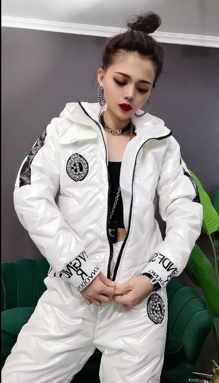 Women’s Hooded Padded Cotton Coat Cotton Pants Casual Two-piece Suit