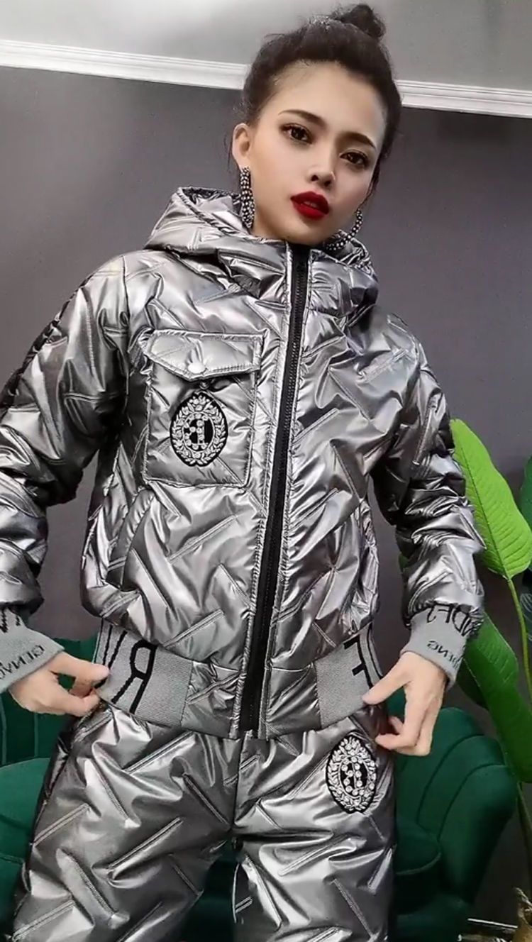 Women’s Hooded Padded Cotton Coat Cotton Pants Casual Two-piece Suit
