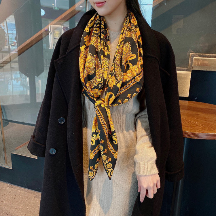 Golden Swallowtail Silk Curled Sand-washed Twill Scarf - Golden Swallowtail