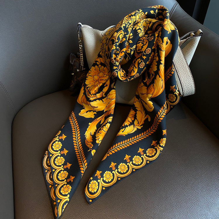 Golden Swallowtail Silk Curled Sand-washed Twill Scarf - Golden Swallowtail