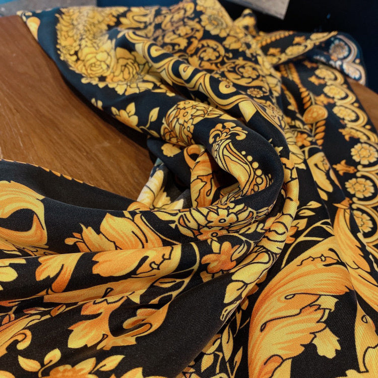 Golden Swallowtail Silk Curled Sand-washed Twill Scarf - Golden Swallowtail