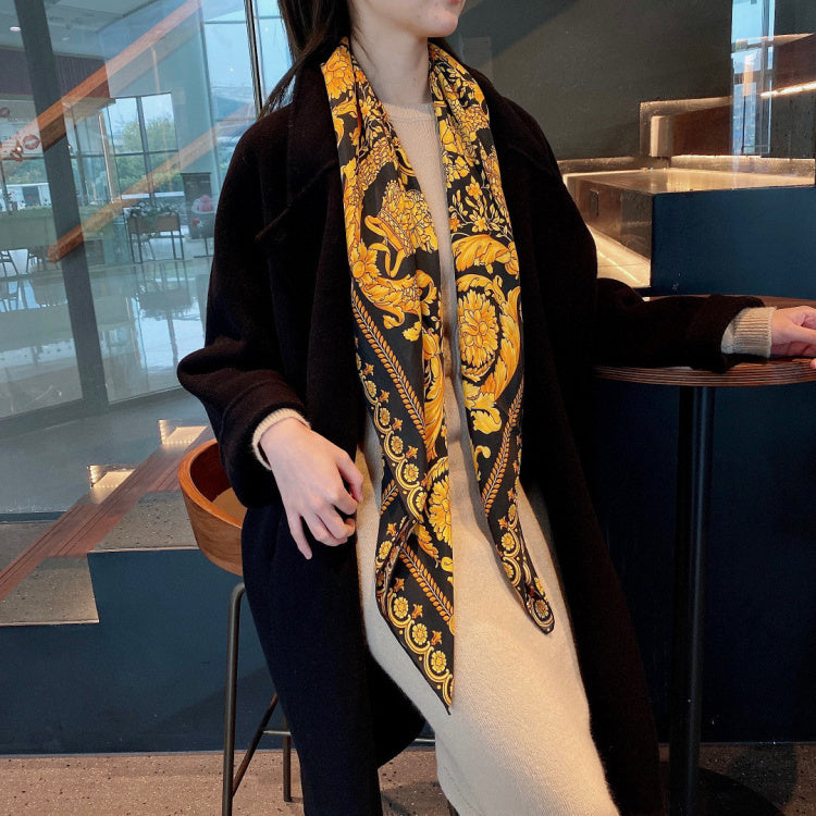 Golden Swallowtail Silk Curled Sand-washed Twill Scarf - Golden Swallowtail