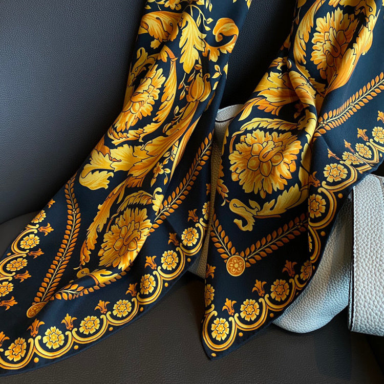 Golden Swallowtail Silk Curled Sand-washed Twill Scarf - Golden Swallowtail