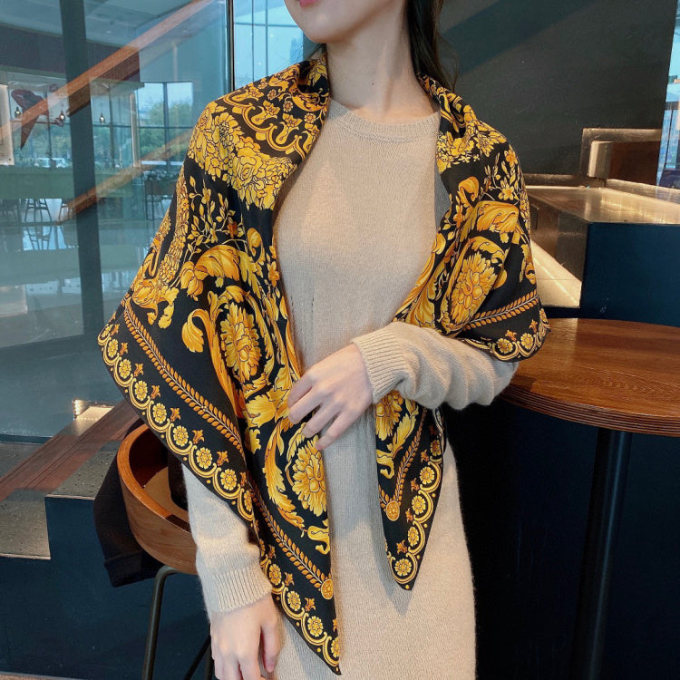 Golden Swallowtail Silk Curled Sand-washed Twill Scarf - Golden Swallowtail