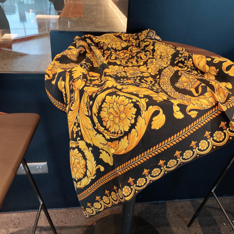 Golden Swallowtail Silk Curled Sand-washed Twill Scarf - Golden Swallowtail