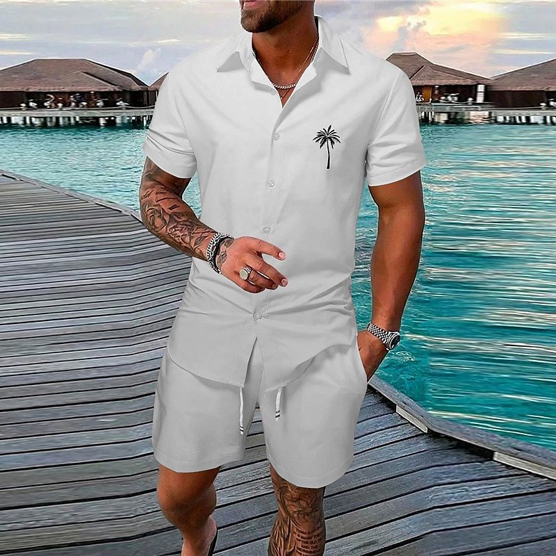 Gradient 3D Printing Outdoor Short-sleeved Shorts 2-piece Set - CSDXTZ050142 / S
