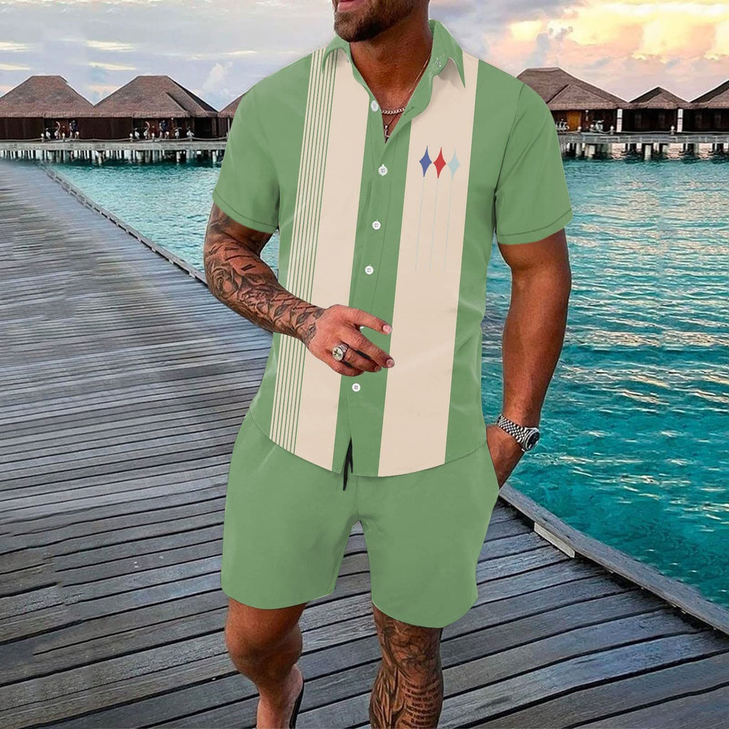 Gradient 3D Printing Outdoor Short-sleeved Shorts 2-piece Set - CSDXTZ050149 / S
