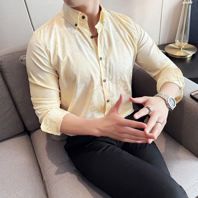 Trendy Tie-dye Printed Shirt Men’s Long Sleeve Spring Slim-fitting