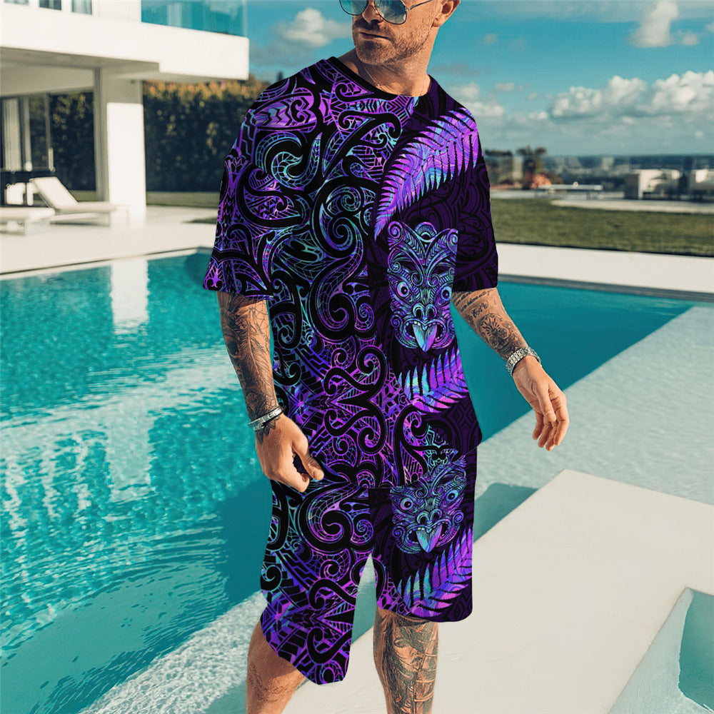 Hawaiian Vacation Men’s Ribbon Gradient Short Sleeve Suit