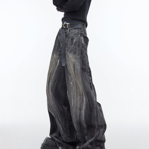 Heavy Retro Distressed Wide Leg Loose Jeans
