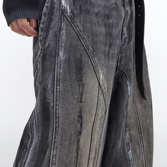 Heavy Retro Distressed Wide Leg Loose Jeans