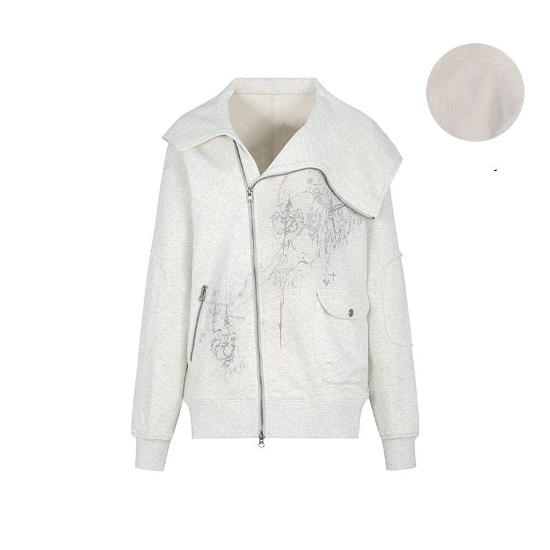 Asymmetric Lazy Style Hoodie For Women - Light gray plush style / S